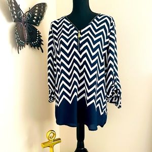 Chevron navy blue blouse